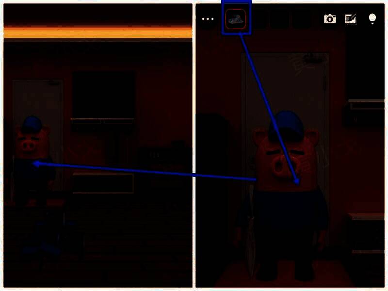 玄关处的小猪拿着拖鞋