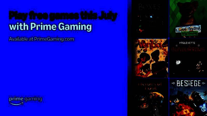 亚马逊Prime Gaming七月精选游戏封面合集，展示各款游戏LOGO与特色元素