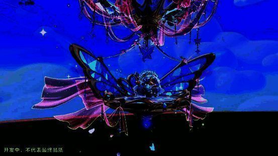 角色在热气球上跳起舞蹈，手中洒落缤纷花瓣