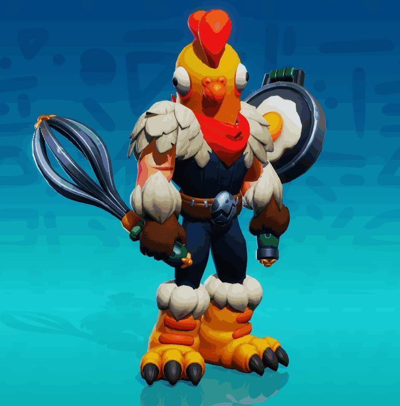 游戏角色巴巴六挥舞着大火腿，表情滑稽可爱