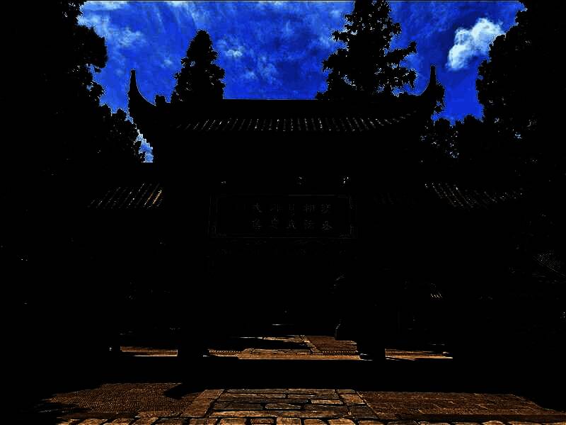 勉县武侯祠外观全景，古色古香的建筑风格尽显庄严