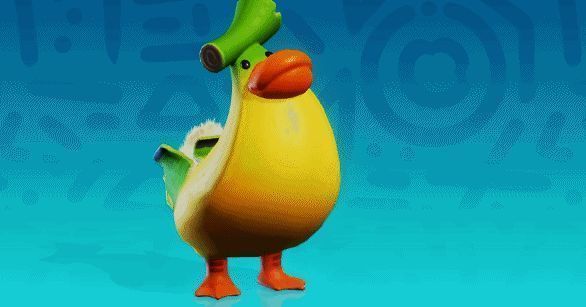 大蕉鸭奔跑起来两条小短腿飞快摆动，造型滑稽可爱