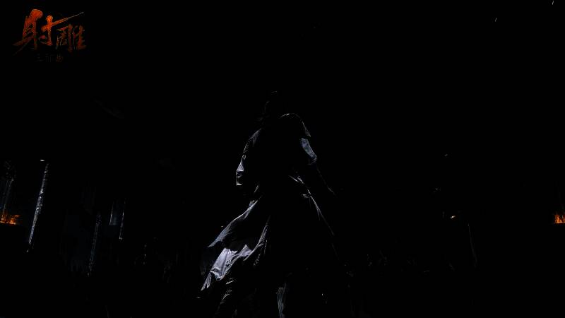 张无忌身着白衣，在光明顶上面对六大派围攻的震撼场景