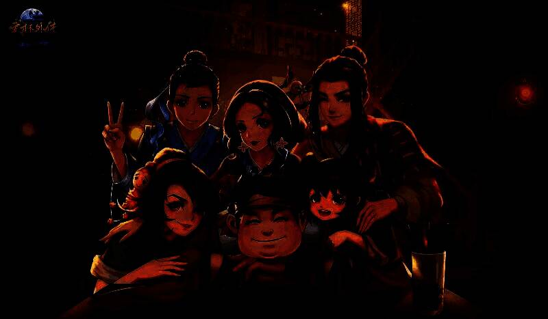 玩家角色在七侠镇街头互动，充满怀旧氛围的场景