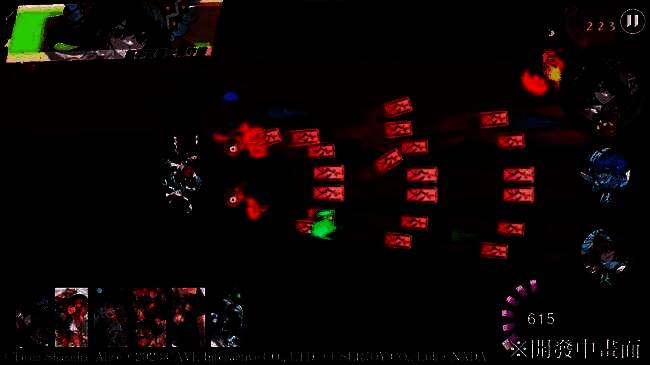 游戏中弹幕密集如雨，角色穿梭其中展开高难度躲避与反击