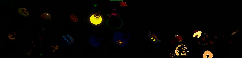 游戏中丰富的道具展示，各种造型奇特、功能各异的物品排列整齐