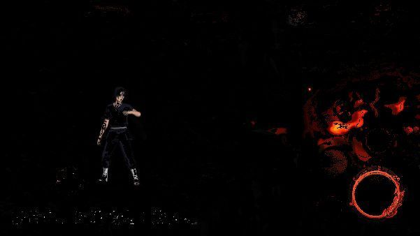 宇智波鼬结印释放天照的标志性姿势，黑色火焰在眼前燃起