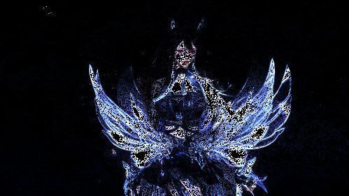 少女漂浮在星空中，头发随风飘扬，背景星光闪烁