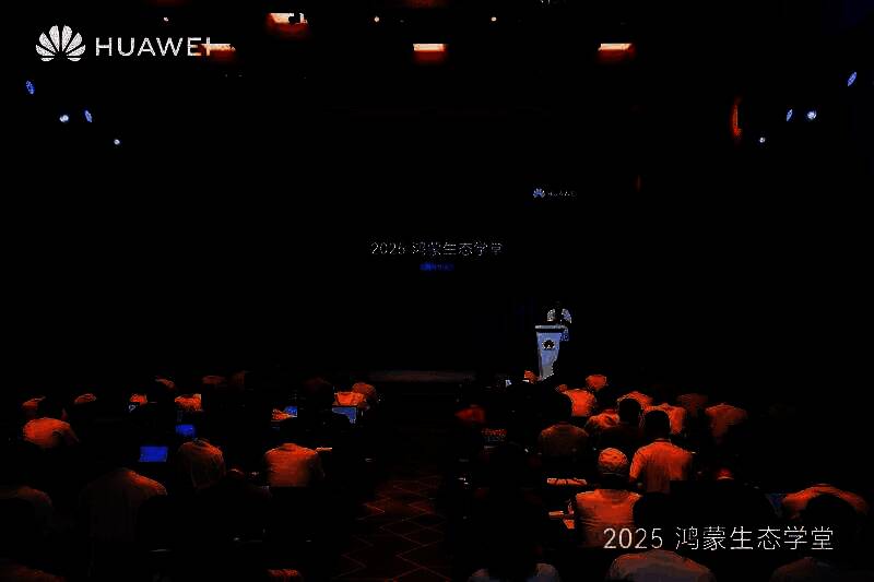 活动现场全景图，众多开发者认真听课，讲师正在台上讲解