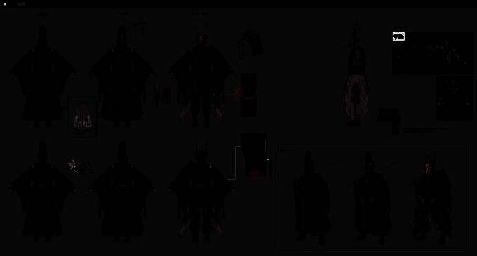 玉响风格防具展示图，呈现华丽的和风魔女装扮