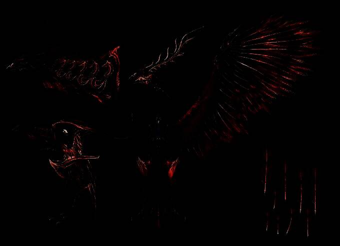 天照守巨型野兽设定图，呈现其威严与压迫感