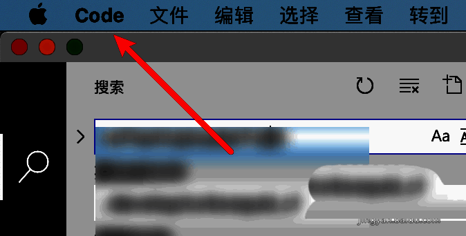 Code菜单展开状态，显示多个子选项，包括首选项、命令面板等