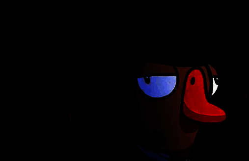 隐形鸭隐身状态下的战斗画面，周围环境模糊特效明显