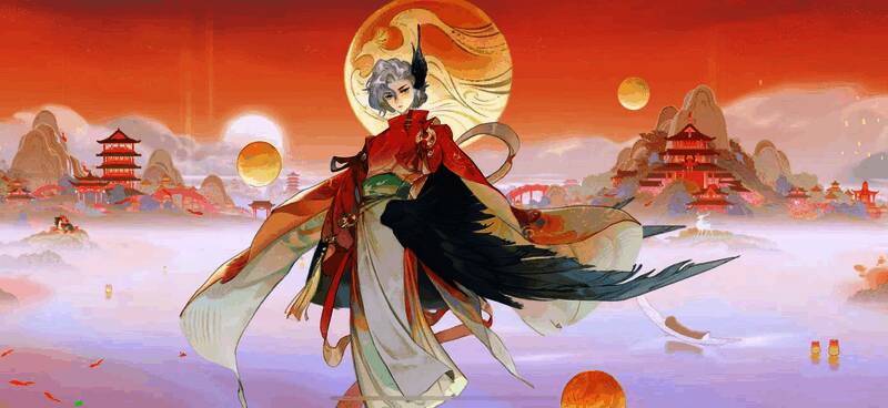 三足金乌幻灵形象展示，身披金色羽翼，火焰环绕周身