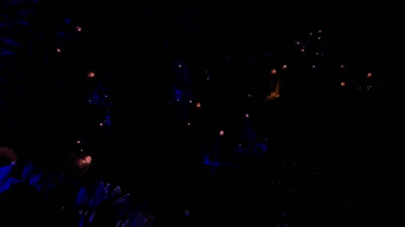 玩家骑乘一只巨大水生生物穿越深海，背景中可见其他生物的身影