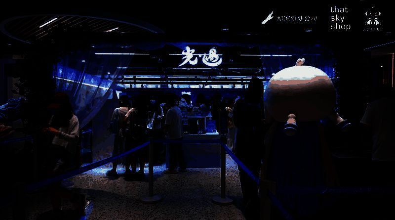 玩家在快闪店内领取限定印章贴纸，气氛热烈温馨