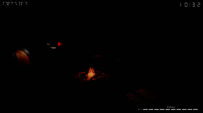 游戏封面展示主角视角下的第一人称监控画面，背景昏暗充满神秘感