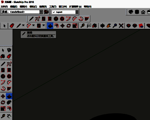 草图大师主操作界面截图，显示默认视角与工具面板