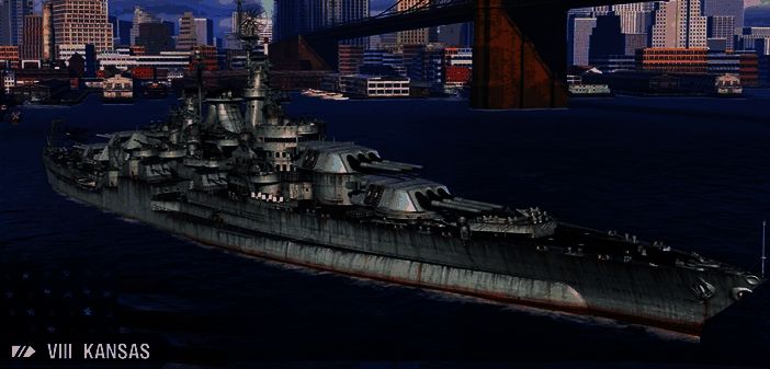 堪萨斯战斗场景截图，展现其主炮齐射时的震撼画面