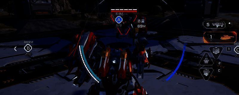 赤霄机甲在战场中与敌方激烈交战，展示其重型格斗能力