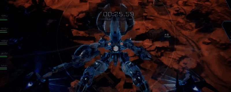 《解限机》中白虹机甲展示图，机体线条流畅，配备远程武器与能量探测装置