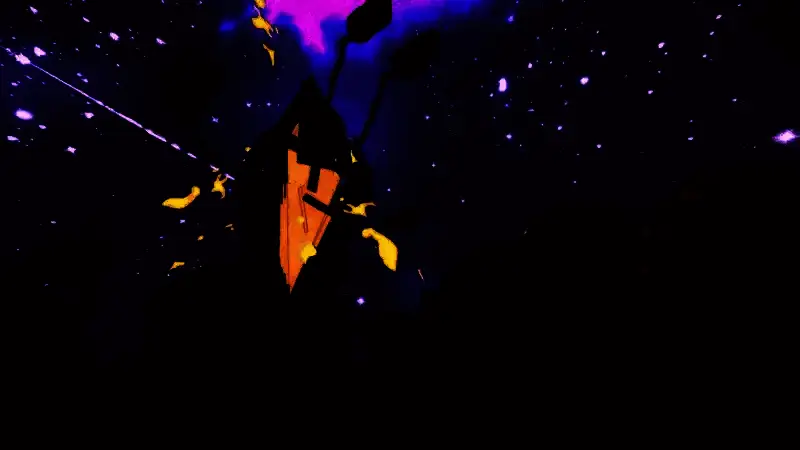 战斗场景截图，角色手持高科技武器与巨型真菌怪物激战，周围散落着可被敌人拾取强化的零件碎片