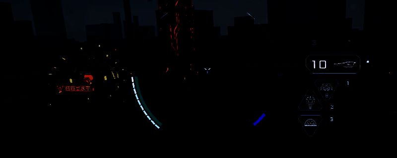 游戏内轻型机甲飞行操作示意图，机甲在空中展开推进器高速移动