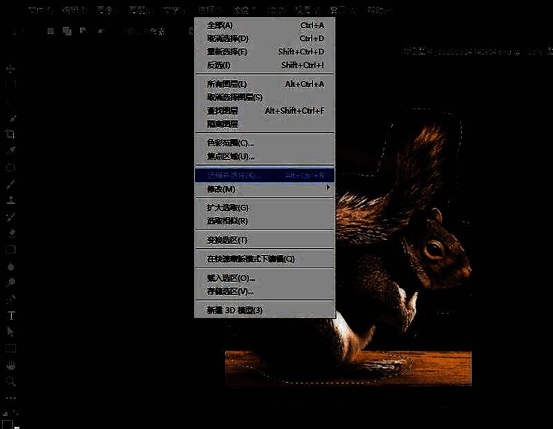 Photoshop选择并遮住功能界面展示，左侧为原图，右侧为实时预览