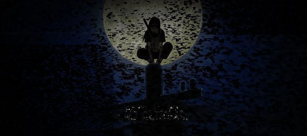 宇智波鼬在悲伤中睁开万花筒写轮眼，眼中布满复杂纹路