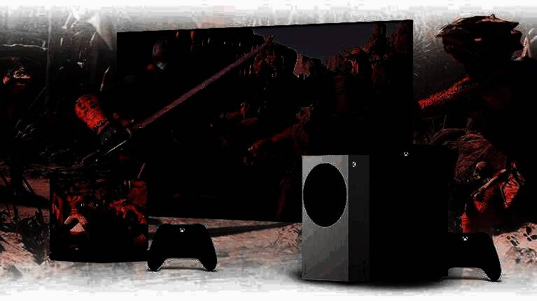 Xbox主机与游戏光盘陈列画面，展示主机与游戏之间的连接关系