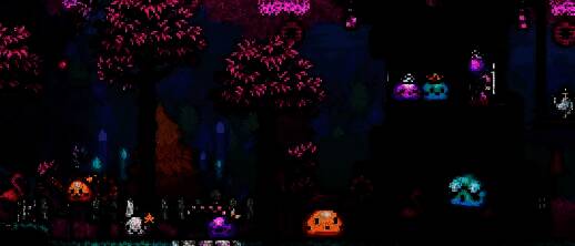 泰拉瑞亚角色在矿洞中使用药水高亮显示矿石，背景为复杂的地下洞穴结构