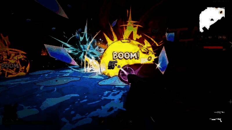 游戏战斗场景展示，角色手持双枪在火焰与爆炸中穿梭，背景为恶魔与地狱怪物