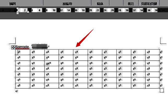 Word界面展示插入表格的步骤，界面左侧为文档编辑区域，右侧为表格尺寸选择框