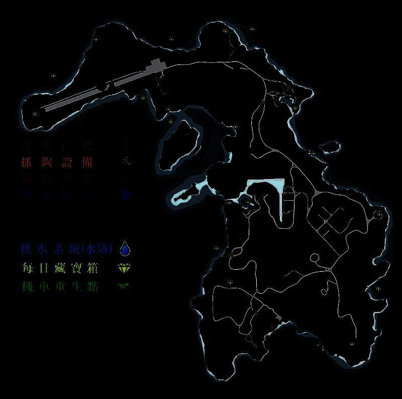 《GTAOL》佩岛劫案高清地图展示，清晰显示任务关键点与宝藏位置分布