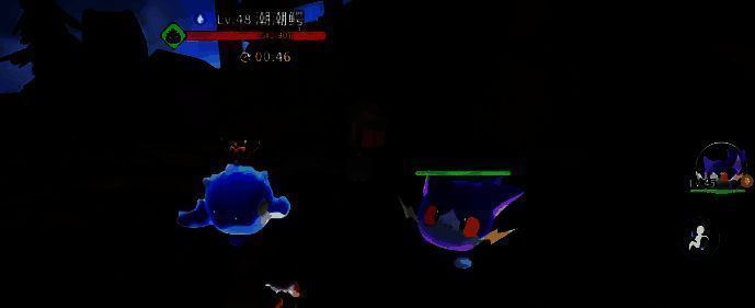 战斗界面展示潮潮鳄释放技能的场景，周围有爆炸特效