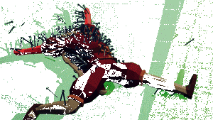 GIF动图展示角色在战斗中不断自转，动作滑稽