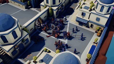 GIF动图展示士兵进行鬼畜式攻击，动作快速而滑稽