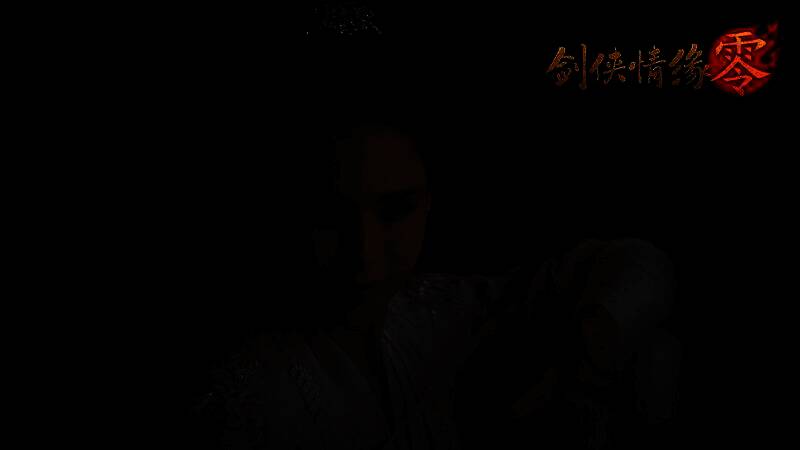 李若彤身穿白衣，手持长剑，身姿飘逸，背景为古风江湖场景