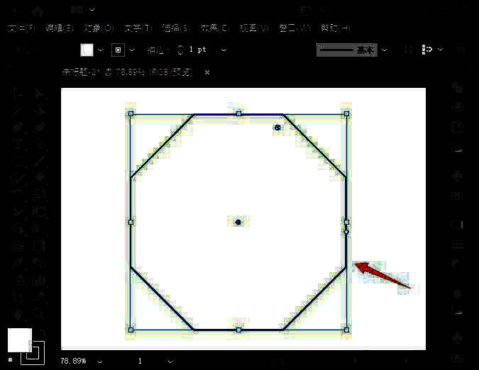 八边形角点被拖动后的变化，边角呈现圆滑过渡