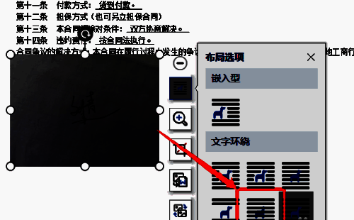 WPS文档中签名图片被拖动到合适位置示意图