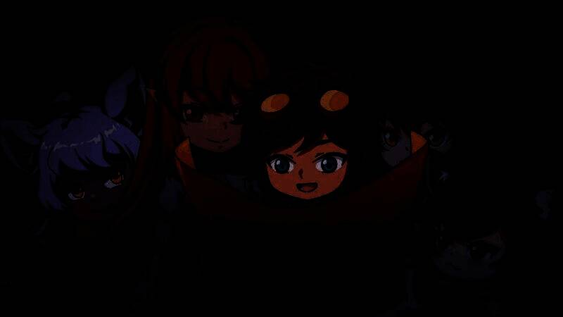 游戏主界面展示，背景为深邃的地心世界，前景为玩家角色与魔物娘