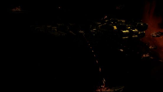 亚达伯拉驱逐舰发射防空弹幕，覆盖全场