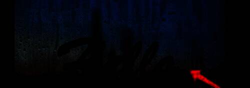 Photoshop界面展示，已输入文字并准备好水雾背景素材