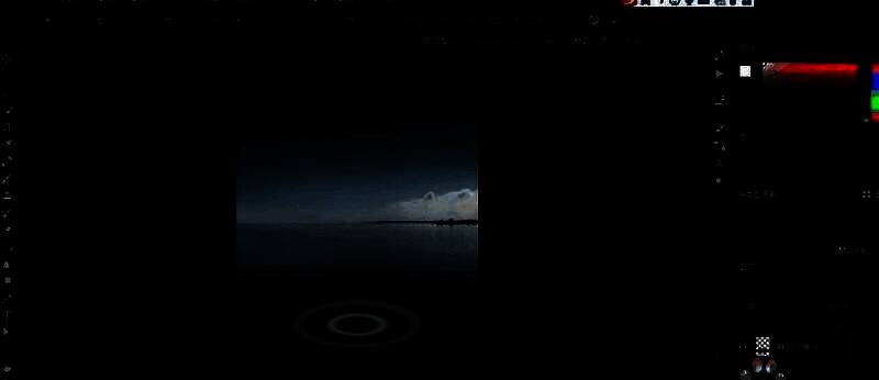 自由变换工具正在调整波纹的透视角度