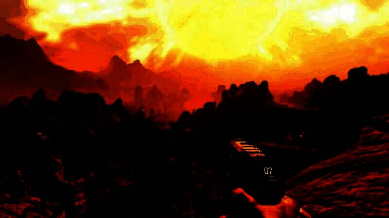 《星际裂变》战斗场景截图，角色手持武器与外星生物激战