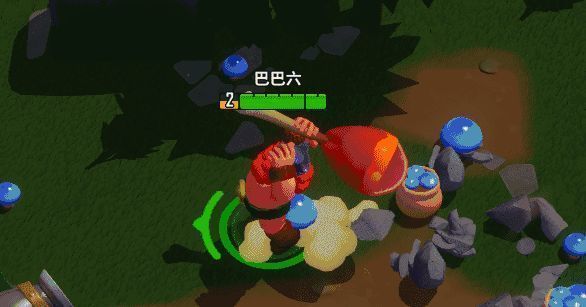 击败小怪后掉落天赋蘑菇的动画，角色拾取后获得成长天赋