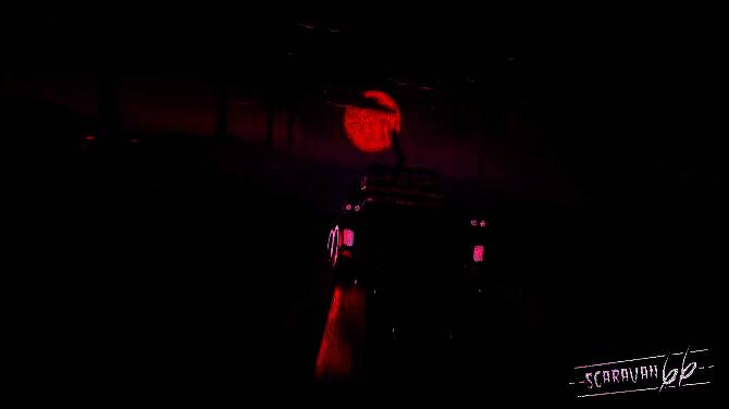 一辆改装战车在夜晚高速公路上飞驰，车身布满武器装置，背景为爆炸特效