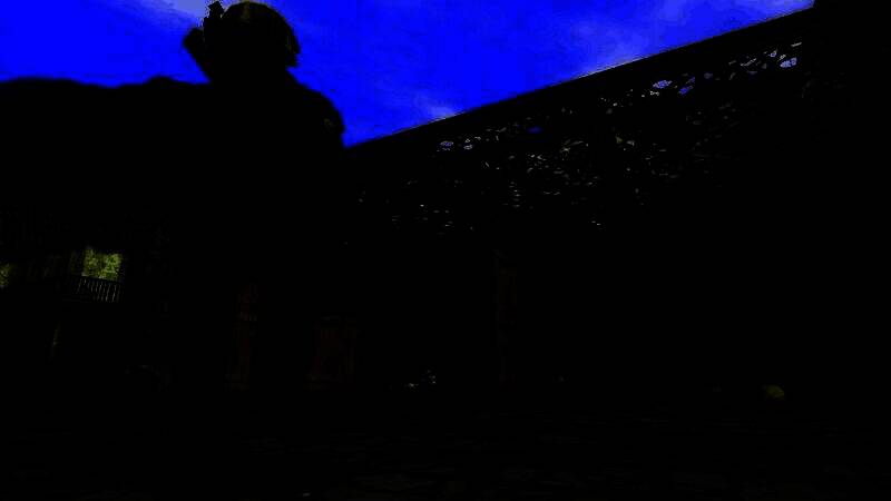 早期CS游戏界面与开发者合影，黑白照片风格，充满年代感