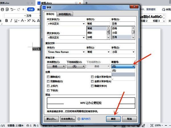 着重号设置完成点击确定按钮的界面截图