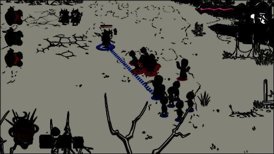 玩家操控信徒进行战斗的即时战略视角